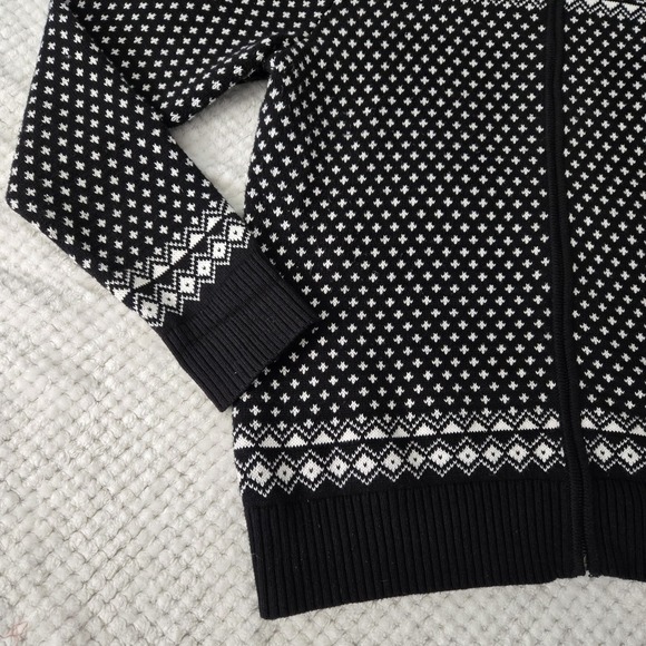 Tommy Hilfiger Men's Sweater Sz XL Zip Up Black White Graphic Print Wool Blend - Picture 15 of 16